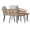 Merrick Lane Armon Four Piece Indoor/Outdoor Boho Open Weave Natural Rattan Rope Patio Set with Two Chairs, Loveseat and Table with Cushions